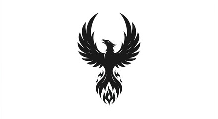 Obraz premium Phoenix symbol black silhouette on white