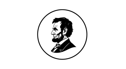 Abraham Lincoln's Profile Portrait in a Circular Emblem for Civic and Historical Representation © Khfd