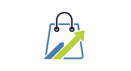 Shopping bag with upward trending arrow representing business growth and sales increase © Khfd