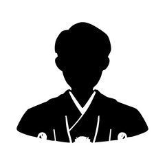 結婚式　和装紋付新郎花婿モノクロシルエット