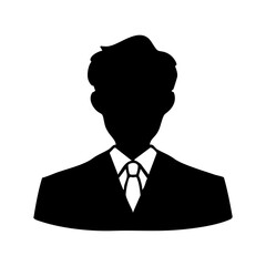 礼装スーツの若い男性　モノクロシルエットイラスト