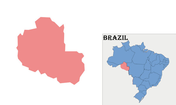 Rondonia State Map, Brazil &ndash; Vector Illustration Isolated on White Background.
Political Map of Rondonia State, Northern Brazil. Suitable for education, geography, infographic design, atlas, travel ma