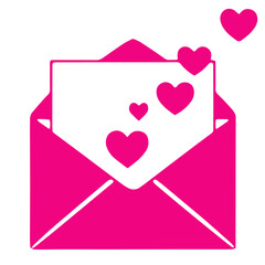 Pink Love Letter Envelope Illustration with Floating Hearts for Valentine Day