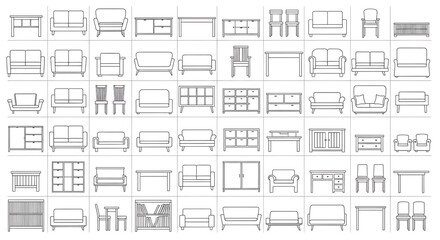 Obraz premium Collection of various architectural or engineering technical drawings and diagrams