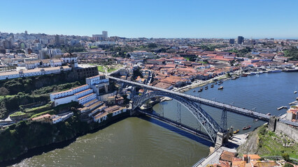 Porto Skyline In Porto Portugal. Birds Eye View Of Stunning Dark River And Forest Trees. Industry Skyline Commercial Building Awesome. Commercial Building Architecture Business. Porto Portugal.