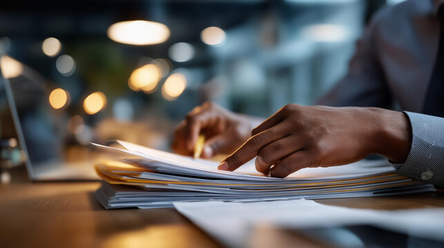 Hands arranging compliance documentation in chronological order fingers sorting regulatory papers by date systematically organized filing with temporal document arrangement