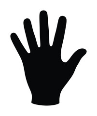Obraz premium Black silhouette image of a vector hand with five outstretched fingers displayed.