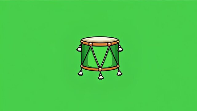 Animated Ramadan Drum Green Screen Cartoon Style