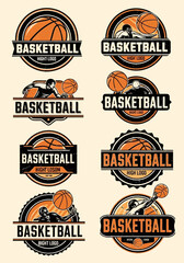 Vintage Basketball Logo Collection &ndash; Retro Sports Team Emblem Vector Design