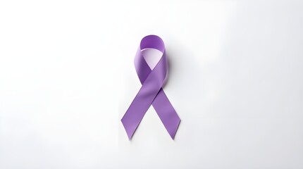 Single purple ribbon on white background