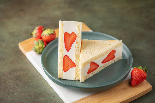 Japanese Strawberry Fruit Sandwich or Strawberry Sando Sandwich. Viral Trendy Food