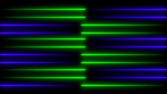Abstract glowing rainbow colour neon lines motion background ,glowing lines in neon colors, two lines often have a luminous effect and create a futuristic, dynamic, Seamless loop animation of glowing