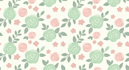 Minimalist_Pastel_Mint_Green_and_Pink_Rose_Floral_Pattern