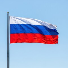 Russia Flag Waving Under Clear Sky