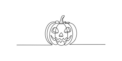 Obraz premium Continuous one line drawing of A jack-o'-lantern for a festive halloween decoration