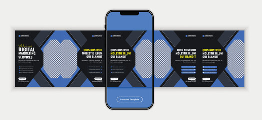 Digital Marketing Agency Social Media Carousel Post Design Template for Corporate, SaaS, and Business Growth Strategy