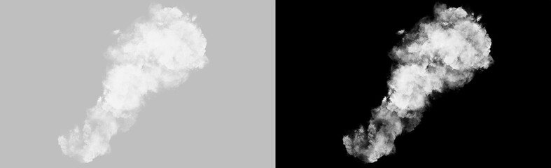 Angled rising white smoke plume isolated on transparent background, thick organic vapor with soft diffusion and natural turbulence, realistic atmospheric overlay PNG © Pixora