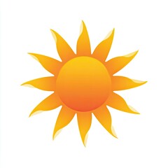 Naklejka premium Cartoon-style illustration of a vibrant sun with orange and yellow gradients, isolated on white background