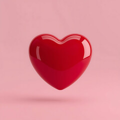 Shiny Red Heart Symbol on a Soft Pink Background A Classic Representation of Love and Affection