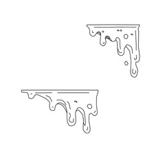 Drip Line Art Set Hand Drawn Liquid Melt Outline Shapes. Dripping Liquid Illustration Collection for Design Elements. Cartoon Drip Outline Vector Minimal Hand Drawn Style