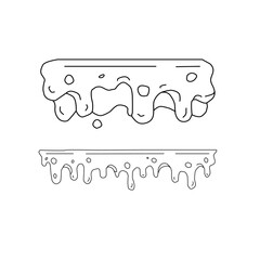Drip Line Art Set Hand Drawn Liquid Melt Outline Shapes. Dripping Liquid Illustration Collection for Design Elements. Cartoon Drip Outline Vector Minimal Hand Drawn Style