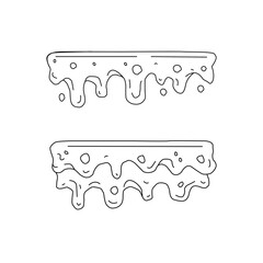 Drip Line Art Set Hand Drawn Liquid Melt Outline Shapes. Dripping Liquid Illustration Collection for Design Elements. Cartoon Drip Outline Vector Minimal Hand Drawn Style