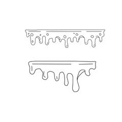 Drip Line Art Set Hand Drawn Liquid Melt Outline Shapes. Dripping Liquid Illustration Collection for Design Elements. Cartoon Drip Outline Vector Minimal Hand Drawn Style