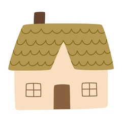 Autumn house. Cozy home illustration for fall decor, seasonal designs and lifestyle projects. Hand drawn vector illustration.
