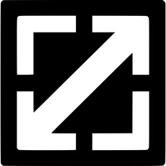 Scaling Icon: A minimalist icon presents scaling symbol, featuring arrows within a square, representing the concept of expansion and resizing.