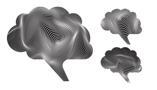Abstract silhouette of a human brain made with curved lines
