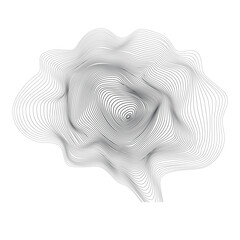 Abstract silhouette of a human brain made with curved lines