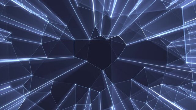 Blue magical glowing connection network laser light rays abstract evolving animation background
