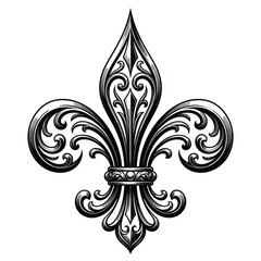 An ornate fleur de lis design detailed with swirling patterns and shading © FAS