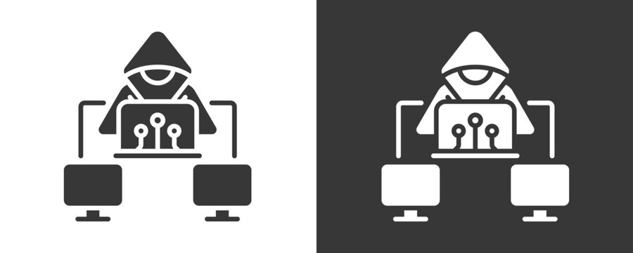 Cyber Attack Icon Set Vector Collection Isolated In Black And White