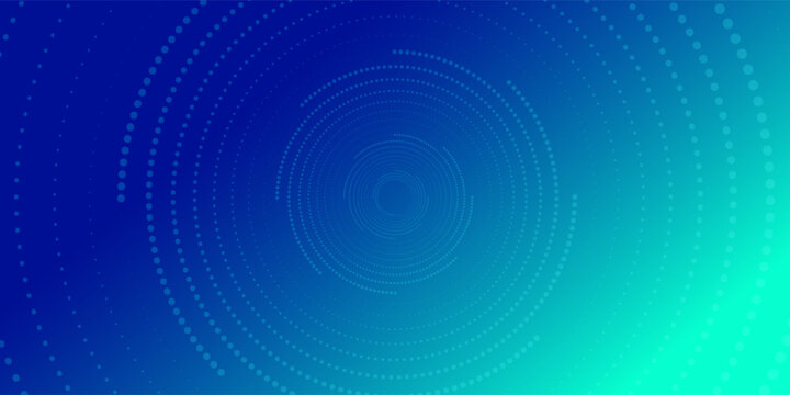 Abstract blue and turquoise gradient background with concentric circular waves and dotted spiral patterns.