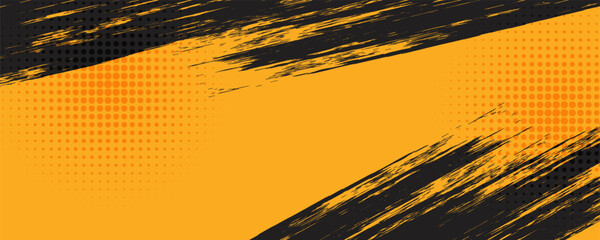 Modern background textured black yellow grunge brush strokes © Fiki