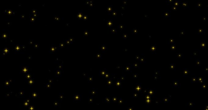 Shimmering star particles are evenly distributed in space, creating the feeling of a starry sky. Their immobility gives the stage mystery, filling it with quiet cosmic energy.