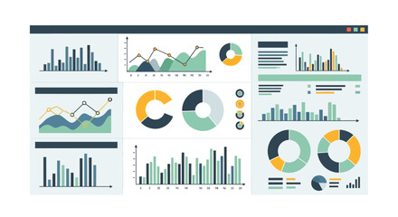 Data Visualization Dashboard with Various Charts and Graphs for Analysis