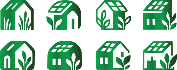 Rooftop garden icon set. Solar Punk Icon set. Solar punk architecture fans, harmonious icon, Vector illustration ! © ᗰᗩᐯI'S