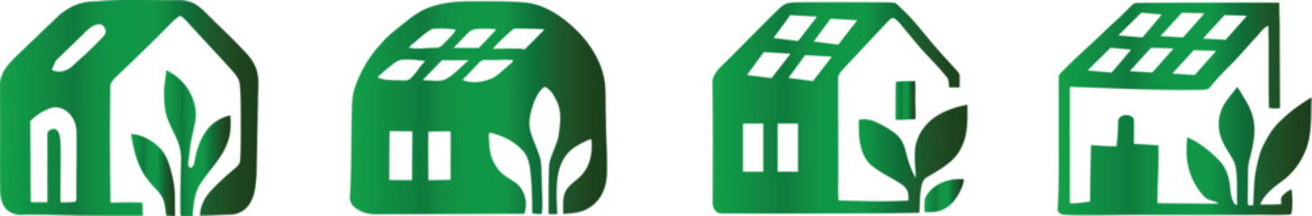 Rooftop garden icon set. Solar Punk Icon set. Solar punk architecture fans, harmonious icon, Vector illustration ! © ᗰᗩᐯI'S