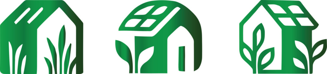 Rooftop garden icon set. Solar Punk Icon set. Solar punk architecture fans, harmonious icon, Vector illustration ! © ᗰᗩᐯI'S