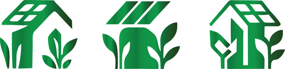 Rooftop garden icon set. Solar Punk Icon set. Solar punk architecture fans, harmonious icon, Vector illustration ! © ᗰᗩᐯI'S