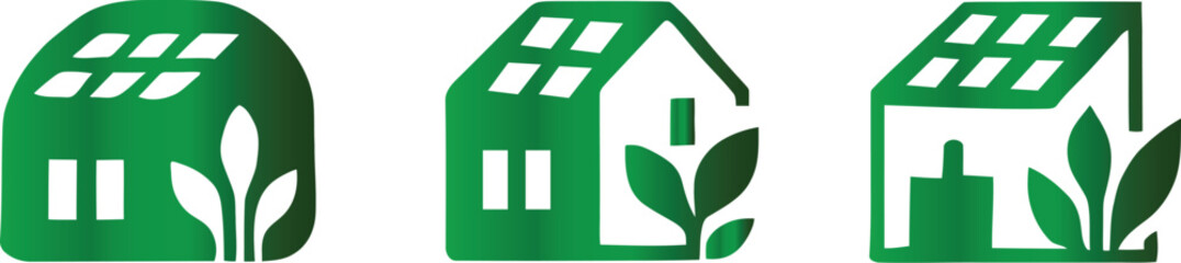 Rooftop garden icon set. Solar Punk Icon set. Solar punk architecture fans, harmonious icon, Vector illustration ! © ᗰᗩᐯI'S