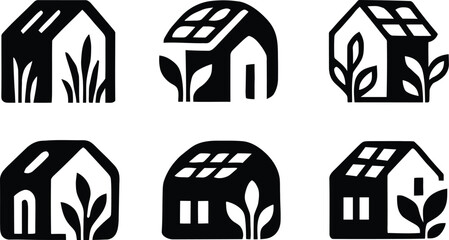 Rooftop garden icon set. Solar Punk Icon set. Solar punk architecture fans, harmonious icon, Vector illustration ! © ᗰᗩᐯI'S