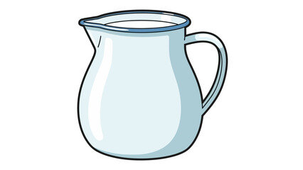 A Simple Illustration of a White Ceramic Pitcher Filled with Milk
