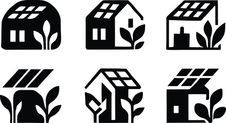 Rooftop garden icon set. Solar Punk Icon set. Solar punk architecture fans, harmonious icon, Vector illustration ! © ᗰᗩᐯI'S