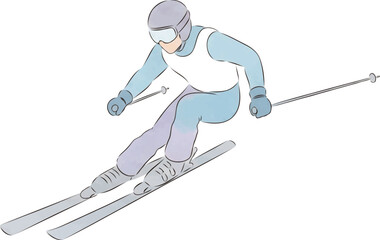 スキー選手の水彩風イラスト
