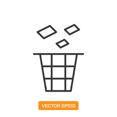  Trash Icons. Thin Line Symbol Elements Collection.
