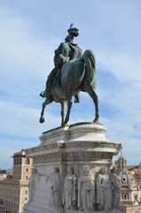 Obraz premium Rome, Italy 09.02.2020: Statue of Vittorio Emanuele King of Italy