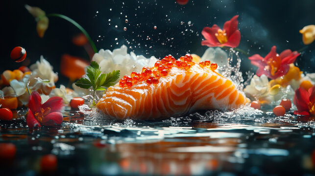 salmon fillets cooking on cedar planks on grill